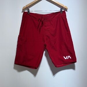 RVCA Men's Red Boardshorts Size 33 Beach Swim Vacation